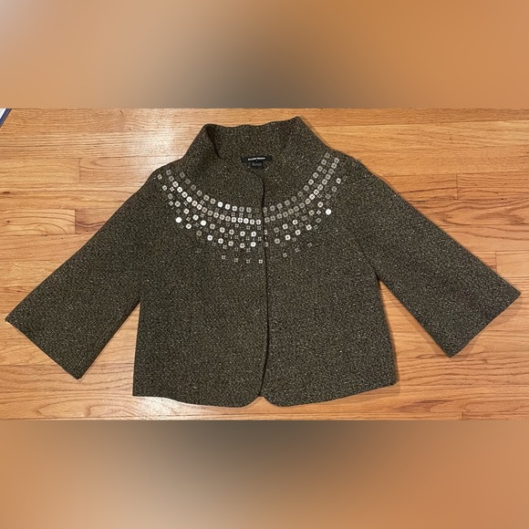 Ellen Tracy Wool Embellished Swing Coat Holiday Jacket - Picture 5 of 14